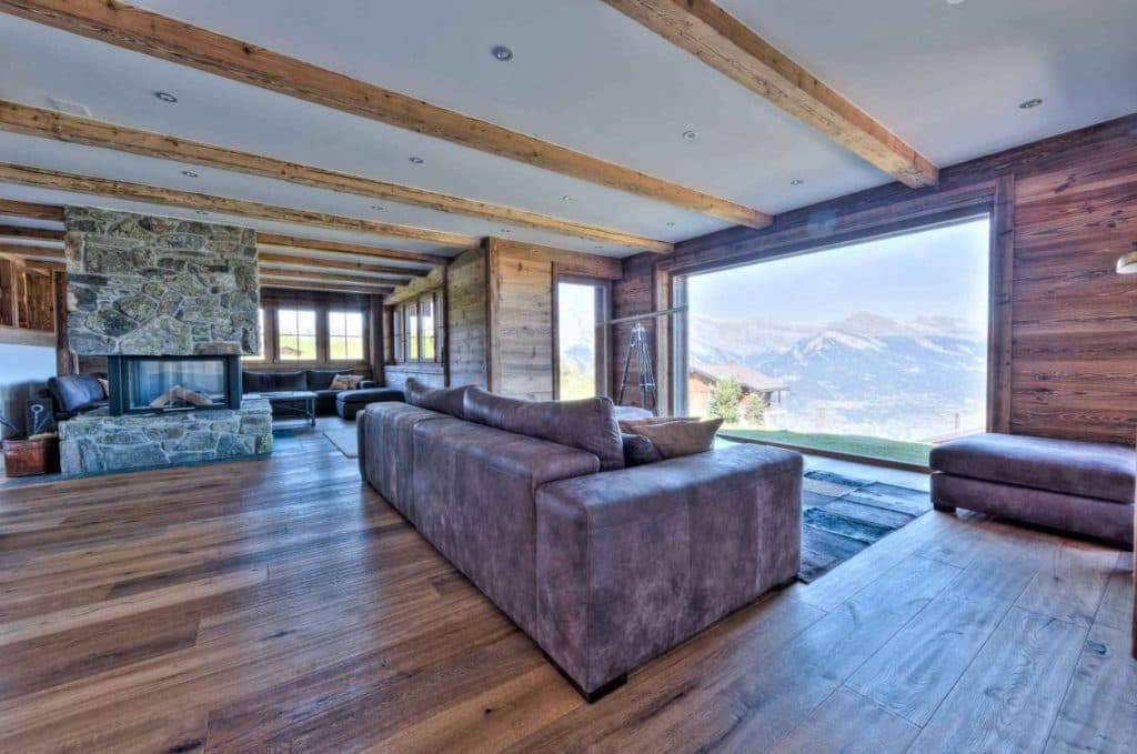 Indoor fireplace with views