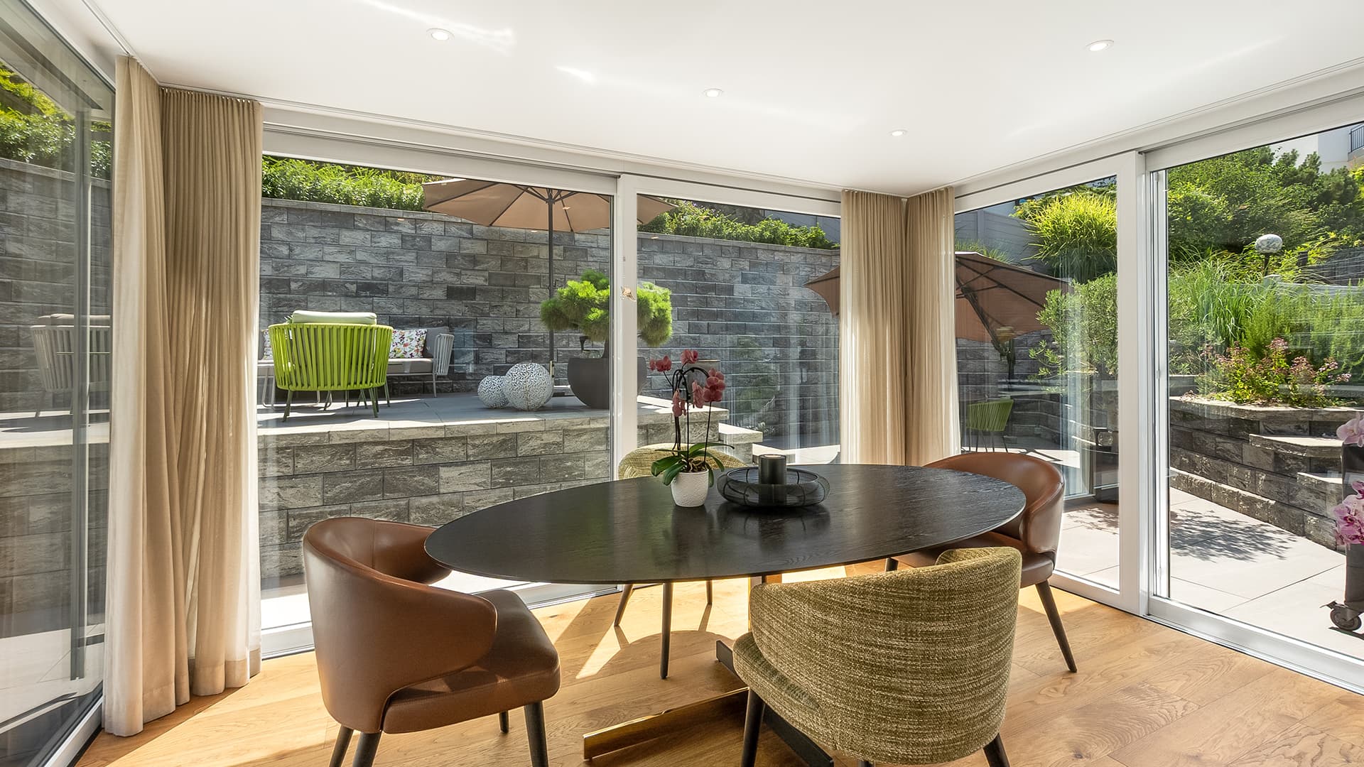 A dream home with a sunny garden seating area