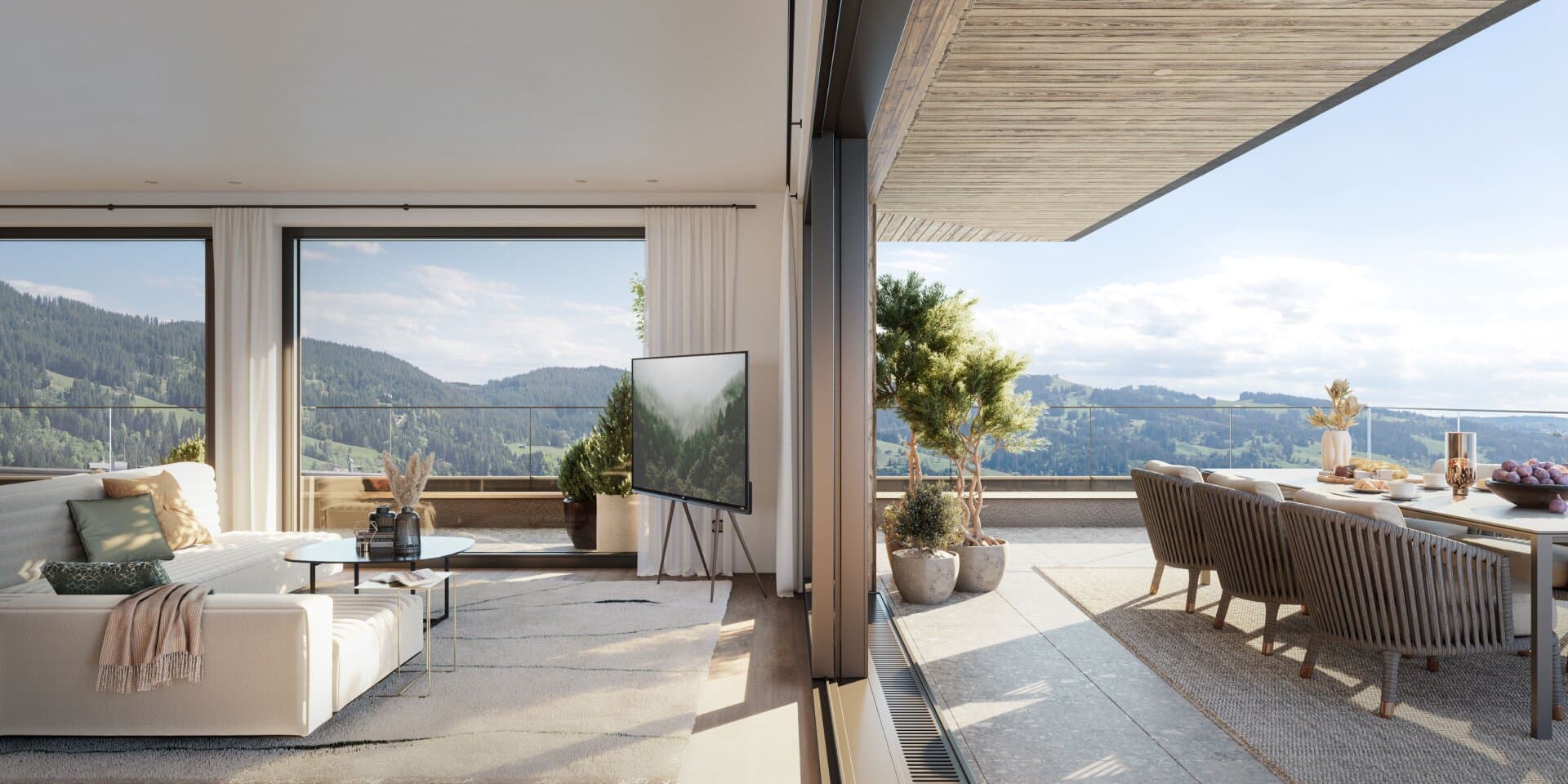 Apartments in sunny quiet location with mountain view